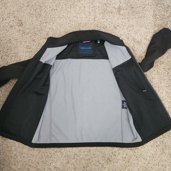 Tommy Hilfiger Softshell Classic Active Black Spellout Logo Collar Jacket Mens S - Picture 13 of 13
